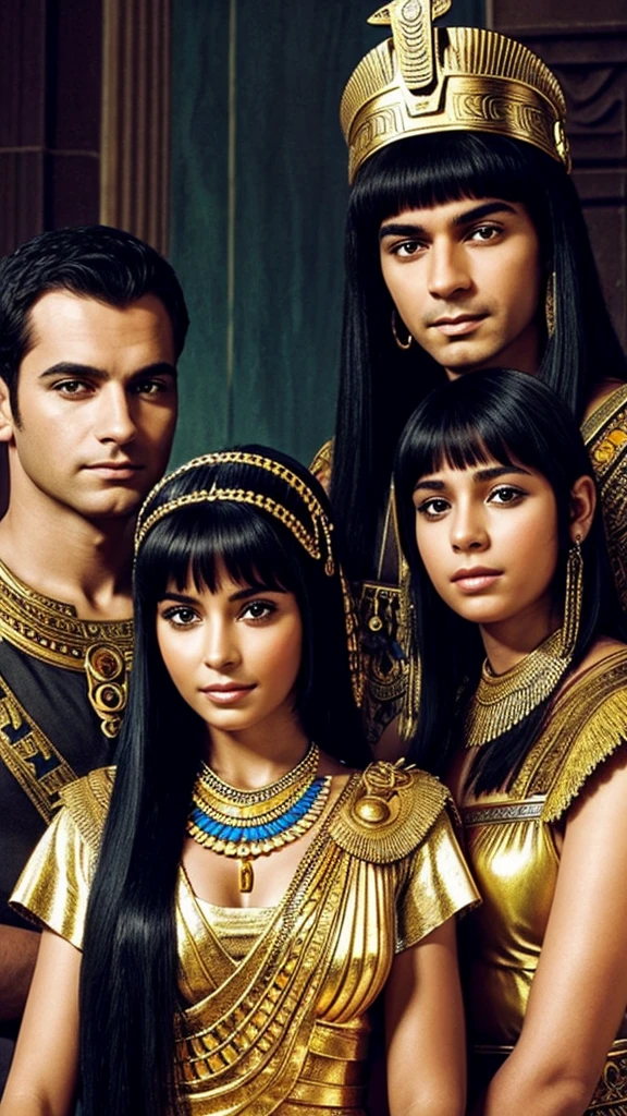 Cleopatra with her parents, top quality, good drawing, Beautiful face