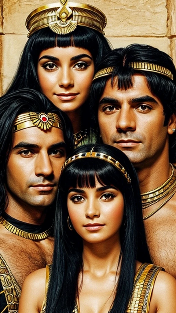 Cleopatra with her parents, top quality, good drawing, Beautiful face