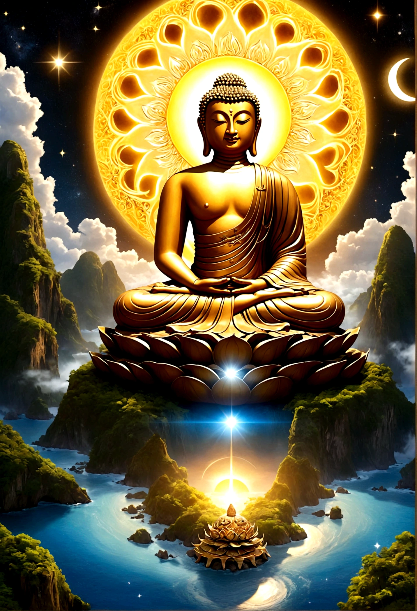 Sun, Moon and Stars,Buddha Light,islands,ion,Staff,sacred,Practice