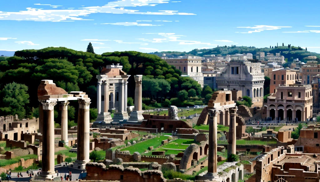 Roman Republic Rome city, Roman Forum, Overlooking,