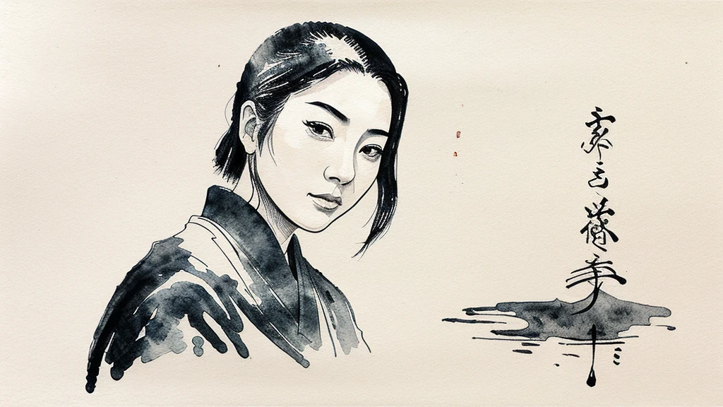 Japanese Ink Drawing,edo 1 ninja, ink drawing, inkwash, Japanese Ink Drawing