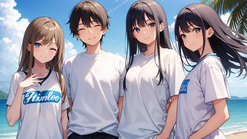 masterpiece,high school,smile,Are standing,Put your hands behind your back,close your eyes,1 ,wear a baseball hat,はにかんだsmile0.5,white,uniform,white skin,summer,blue sky,boy