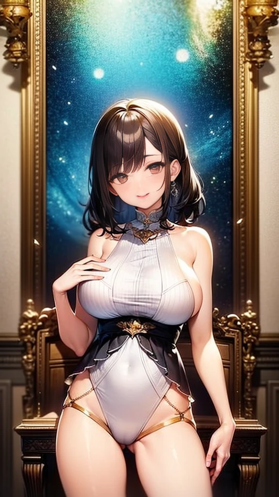 ((Highest quality、、masterpiece:1.3)), Upper Body、Long legs、Sharp focus:1.2, Beautiful woman with perfect figure:1.4、((Big Breasts:1.2)), (Big Breasts、Soft looking big ass、Feminine body 、Smiling:1.2), Face and skin texture crafted to the smallest detail、Fine-grained、double eyelid、25-year-old female、sexly、Casual wear