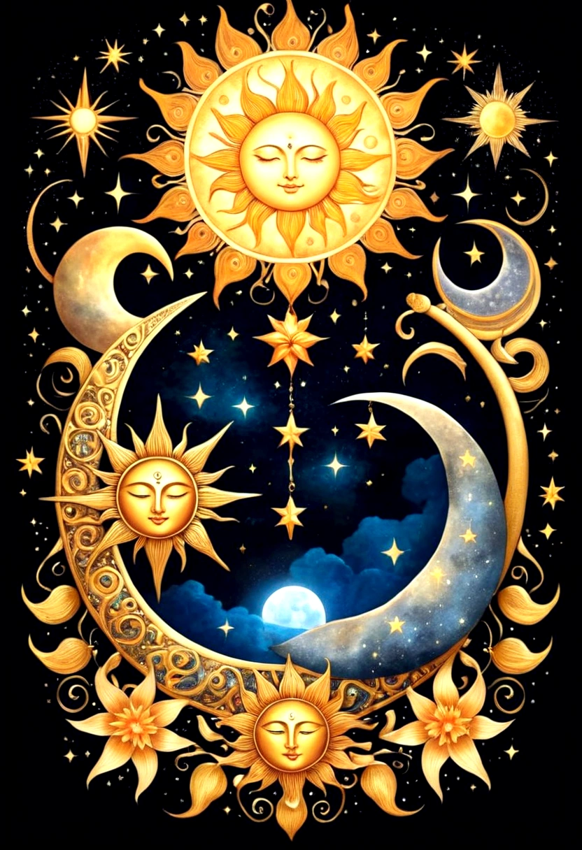 Sun, Moon and Stars，universe，islands，ion，Staff，sacred，Practice