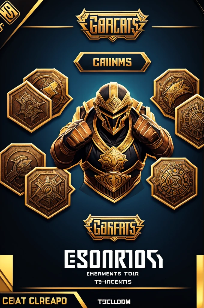Create an esports logo for a TGC card store, containing card battle elements with fists and a detailed colosseum; make the logo lively but elegant and serious at the same time
