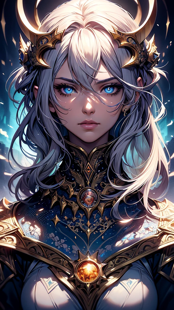 beautiful detailed eyes, beautiful detailed lips, extremely detailed face and portrait, zodiac, zodiac sign, leo, intricate detailed fantasy portrait, dynamic dramatic lighting, dramatic color palette, glowing aura, mystical ethereal, cinematic composition, digital art, epic fantasy art, concept art, award winning