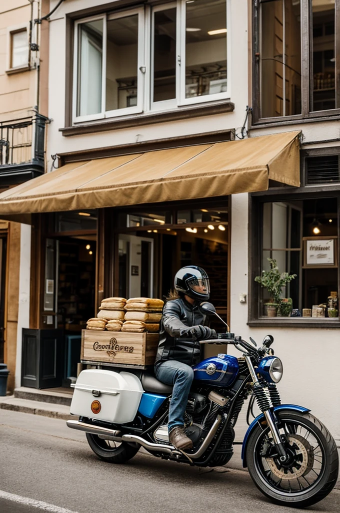 Motorcycle to deliver orders of crepes and coffees 