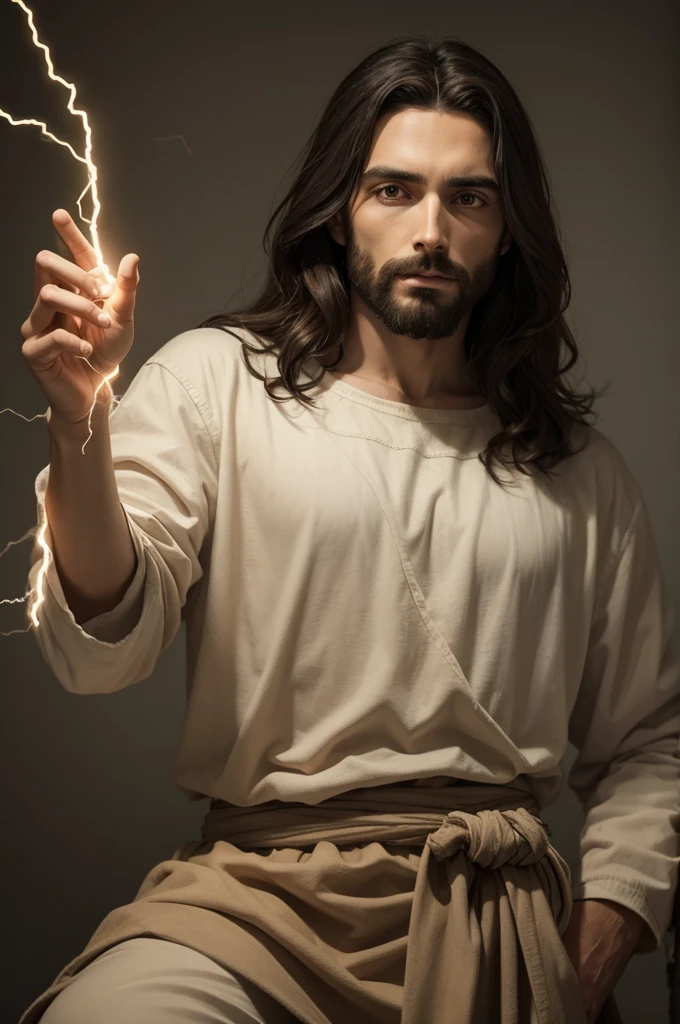 Jesus with electricity in his hands