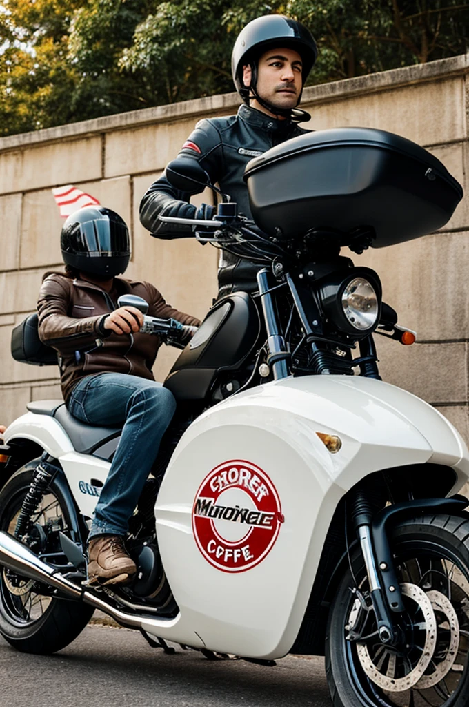 Motorcycle to deliver crepes and coffee, that does not have any logo