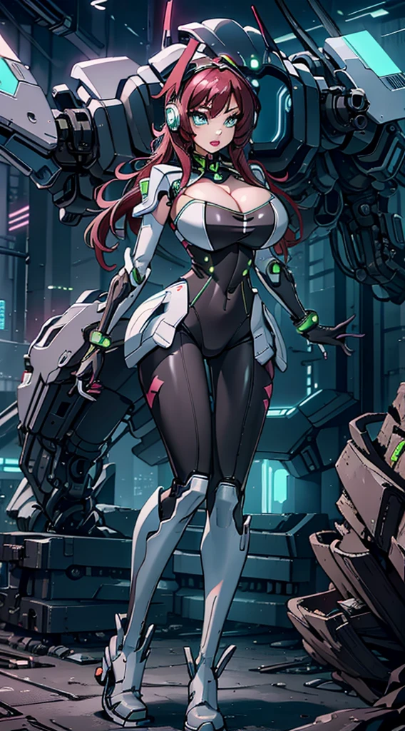 future, neon, tech Valkyrie, technology bodysuit,tech boots, tech gloves, tech headphones, cleavage, fullbody dynamic sexy pose, Tech futuristic armor.