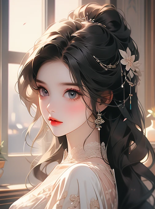 Girl, detailed, black lace 