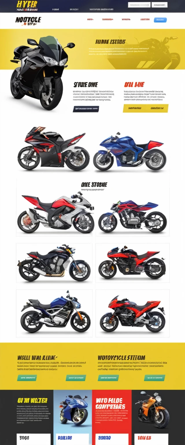website, creative website, home page, hyper detailed, an ecommerce website for motorcycle store
