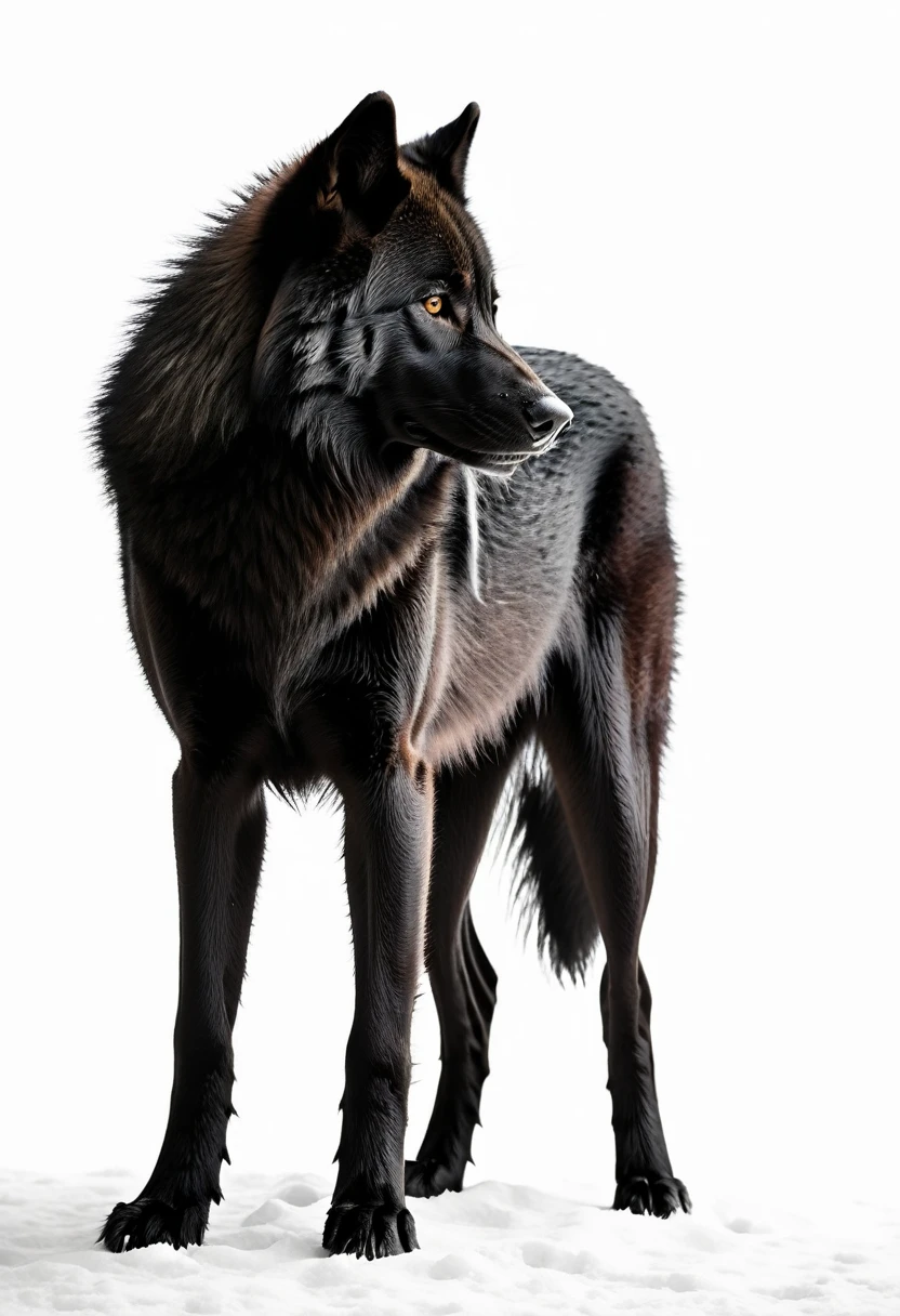 BLACK SILOUETTE OF A BIG WOLF ,WHITE BACKGROUND