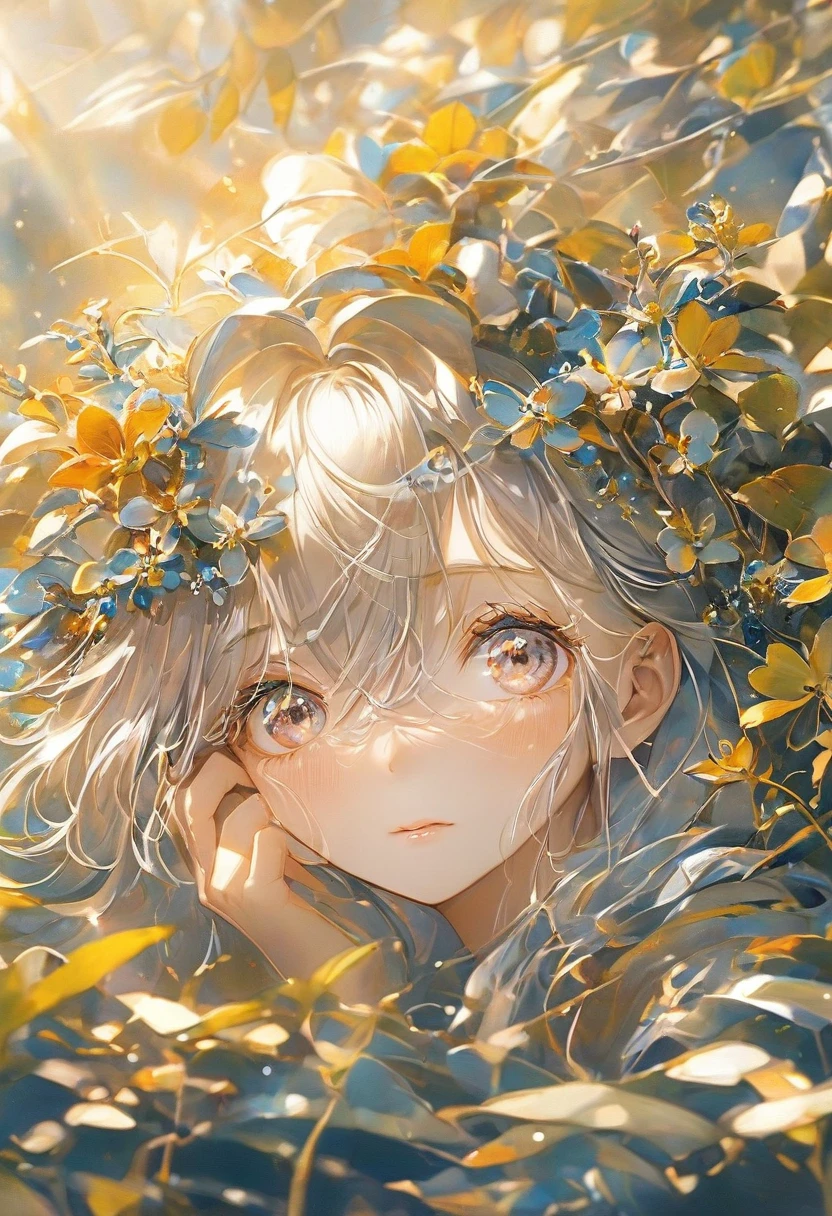 Girl with two hands over her eyes and a very delicate face