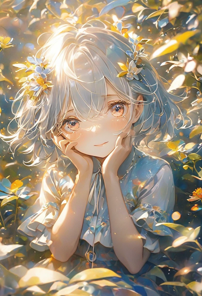 Girl with two hands over her eyes and a very delicate face