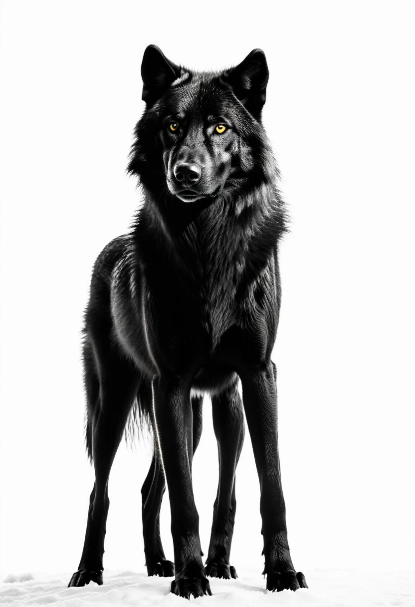 BLACK SILOUETTE OF A BIG WOLF ,WHITE BACKGROUND