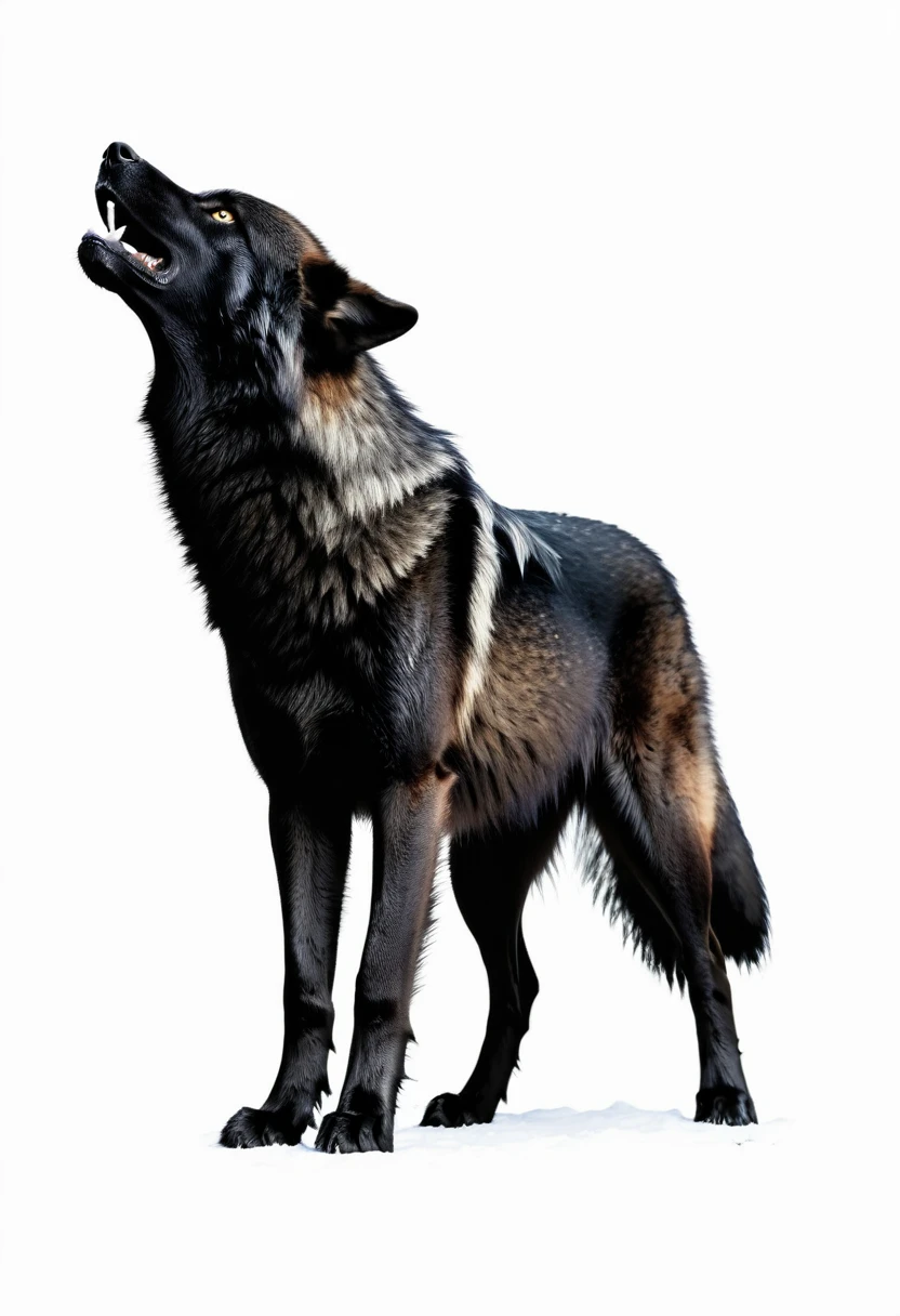 BLACK SILOUETTE OF A BIG WOLF ,WHITE BACKGROUND