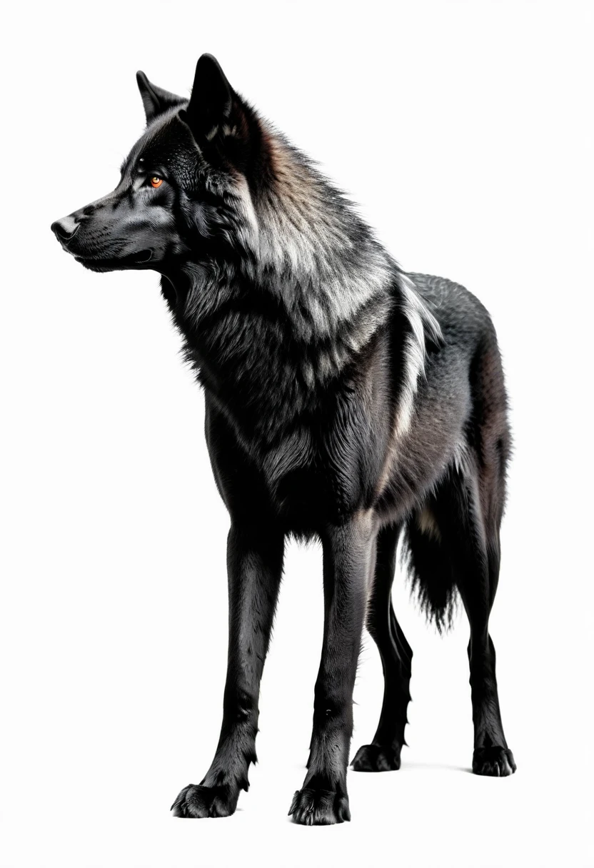 BLACK SILOUETTE OF A BIG WOLF ,WHITE BACKGROUND