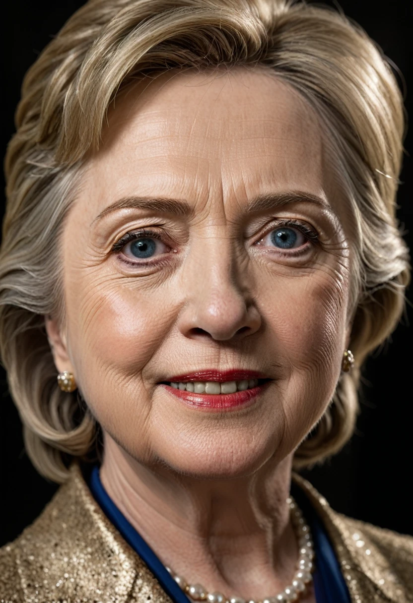 stunning close-up photo of Hillary Clinton,