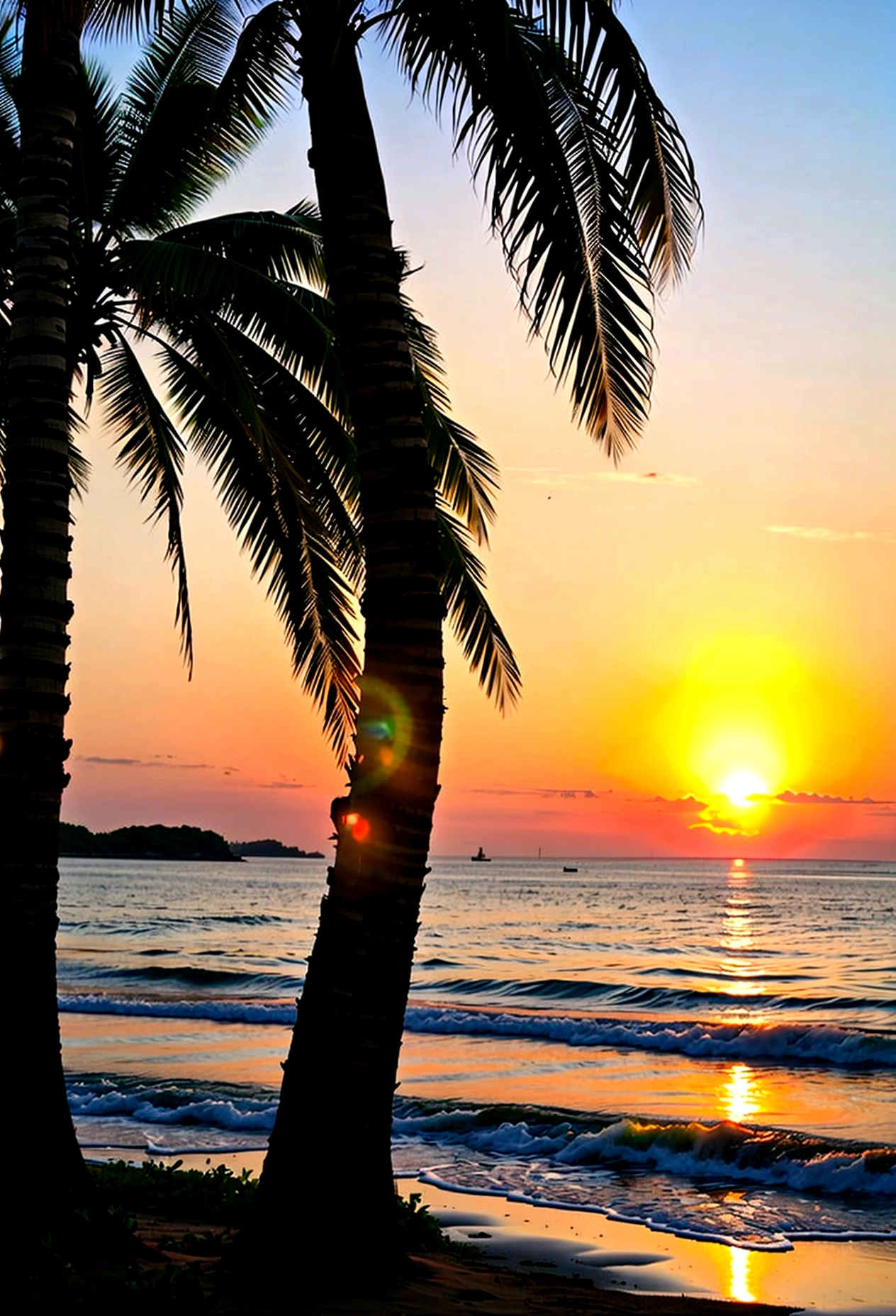 create the sunset in jamaica without people, typical rasta colors of rastafarian culture, Quiet atmosphere, chill