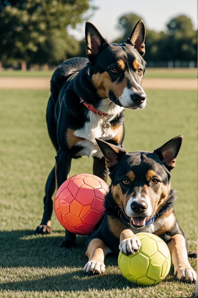 Dog playing with a ball