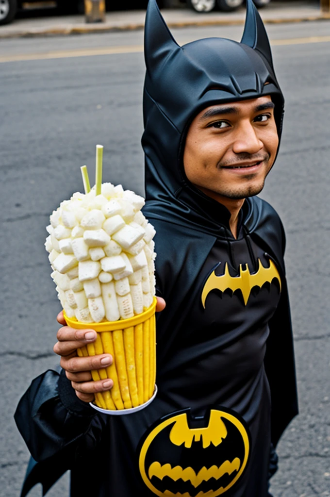 Elote with batman clothing