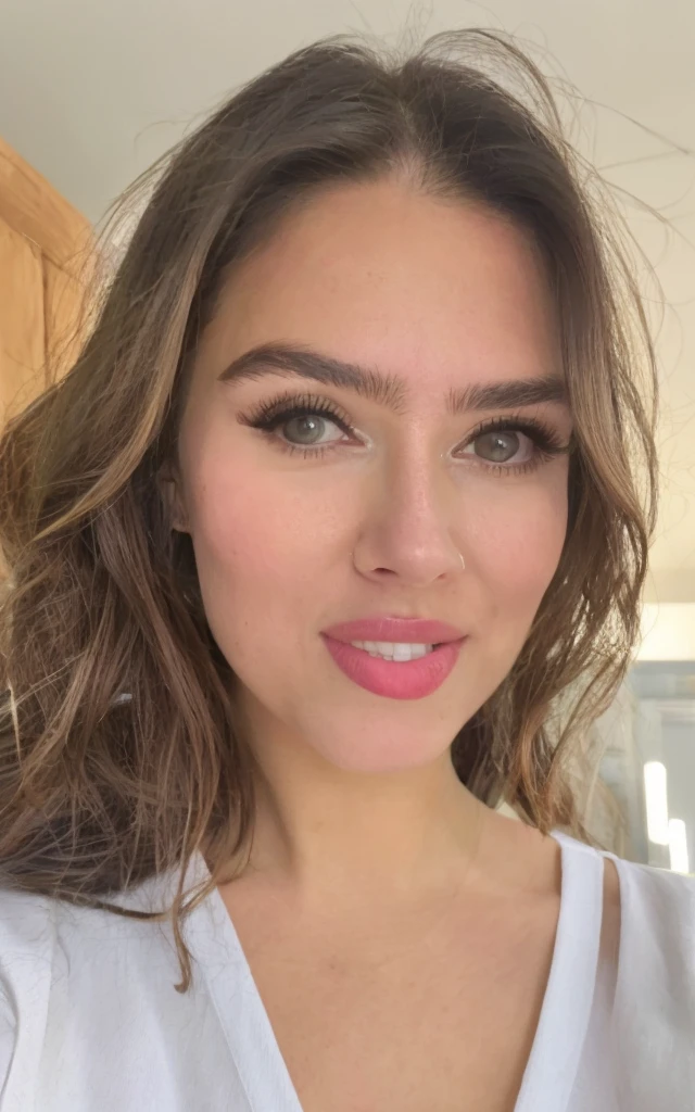 Foto einer sexy Frau, 25 Jahre alt, die vor einer Bar posiert, Portrait of Joana Plankl, brown hair and big eyes, Brust in C-Cup , Selfie, Seductive look into the camera, natural makeup, schaut direkt in die Kamera, dezentes Make-up, Stunning full body photo, Beautiful butt, viel nackte Haut