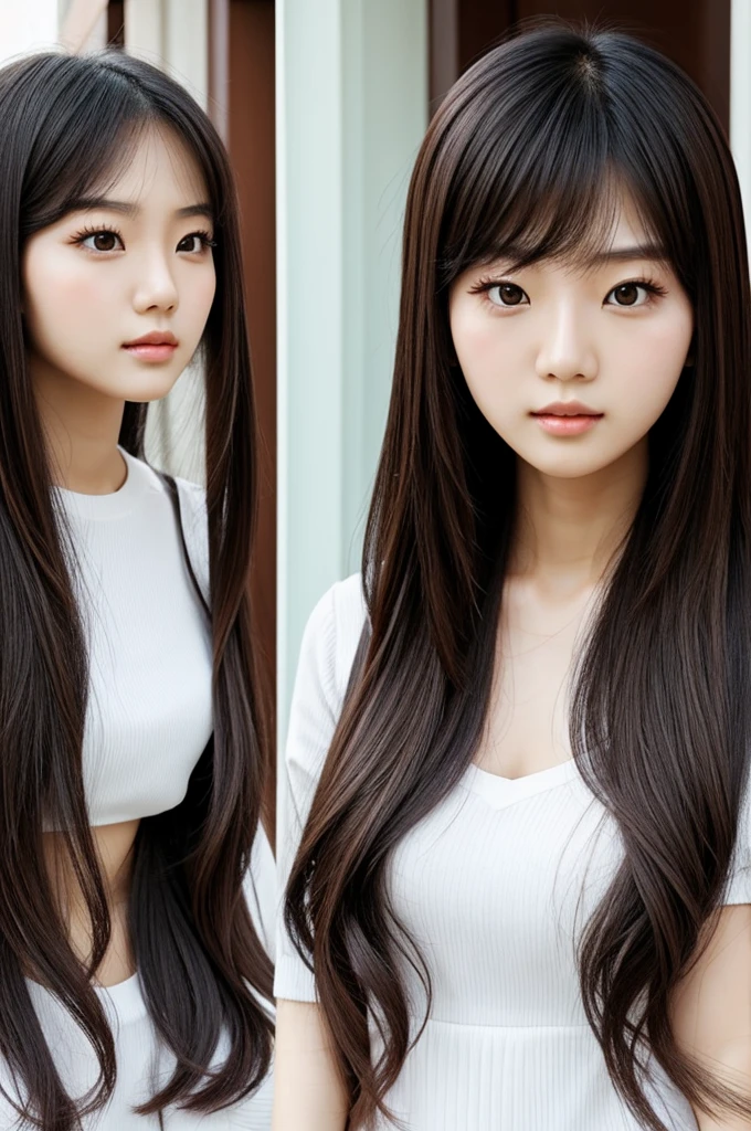 Asian woman, long hair, height 150cm . ulzzang. Idol cute