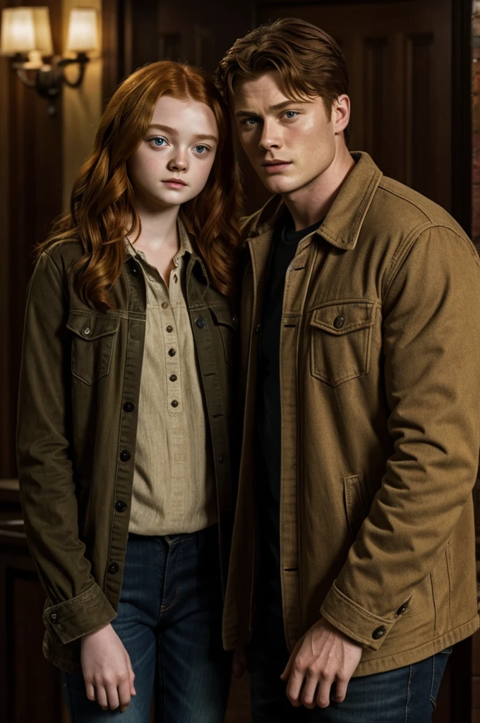 Dean Winchester along with Sadie Sink as his daughter
