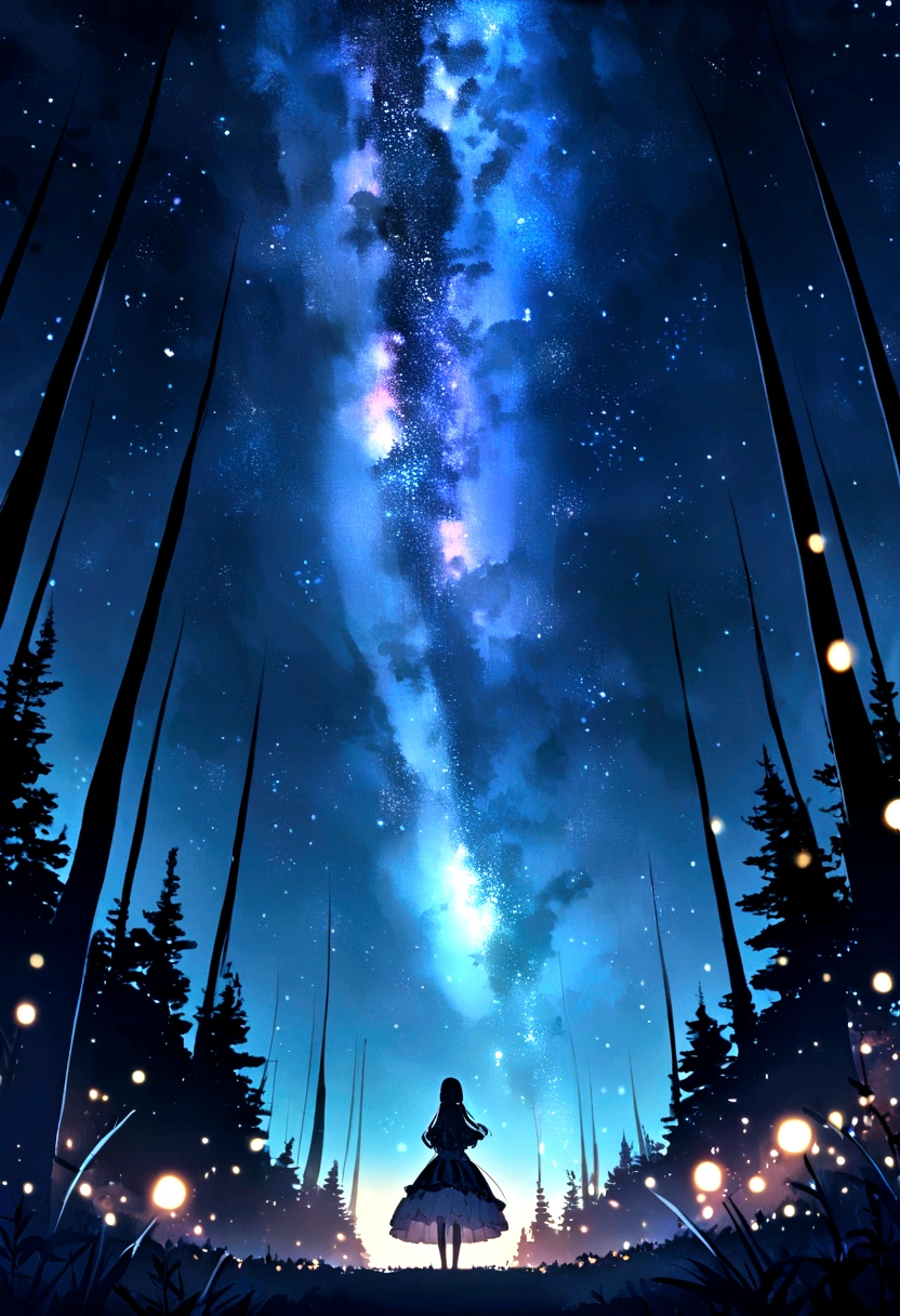 Forest and night sky milky way Sparkling