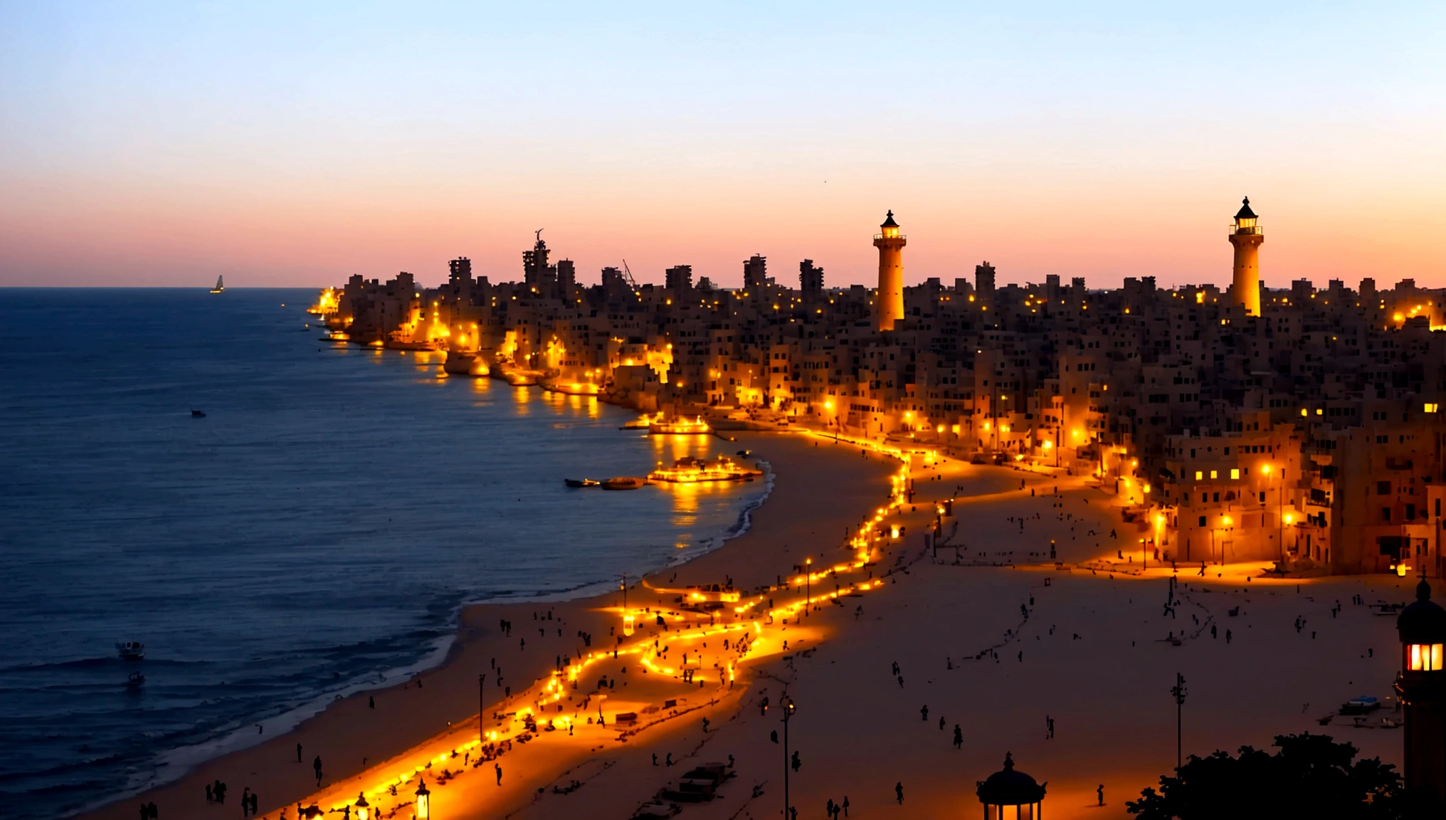 Alexandria, Egypt, 50BC, Overlooking at the city, Alexandria lighthouse