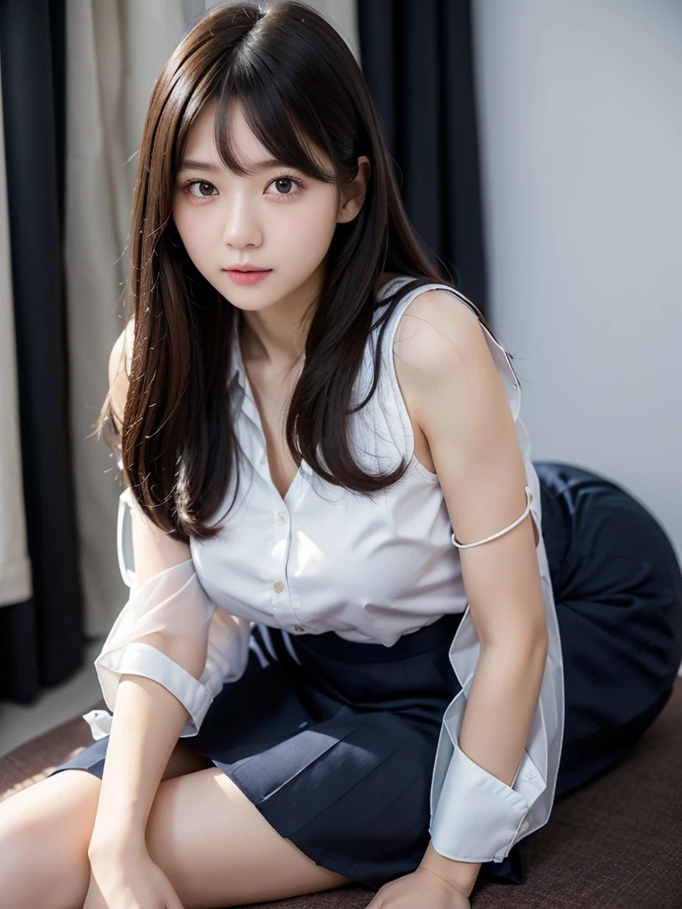 (In 8K，highest quality，masterpiece)，(Realistic，RAW Photos，Super Fine Clear)，Realistic Light，Detailed skin，Beautiful Japanese Woman，((30-year-old woman，))、Businesswoman、Office Fashion，Sexy navy blue panties、kneeling to spread legs，Emphasis on the crotch、Thin legs、fine grain，Detailed fingers、thin、Sexual，Ecstasy expression，In a stylish bedroom、a place where there are no people，Ecstasy，Asian Eyes Era