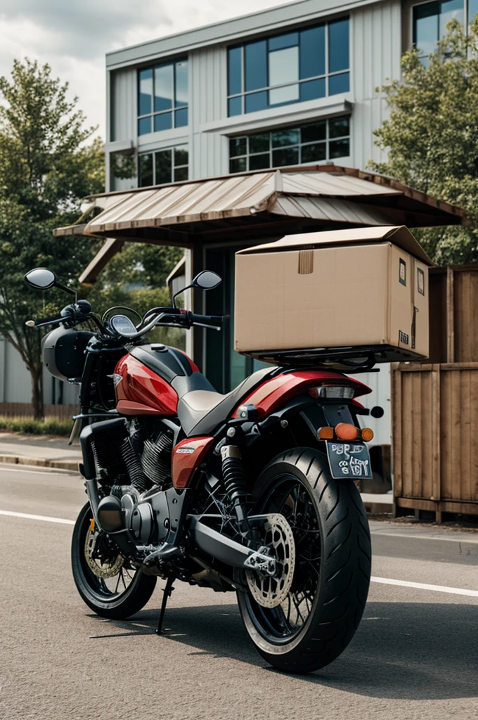 Motorcycle with a delivery box