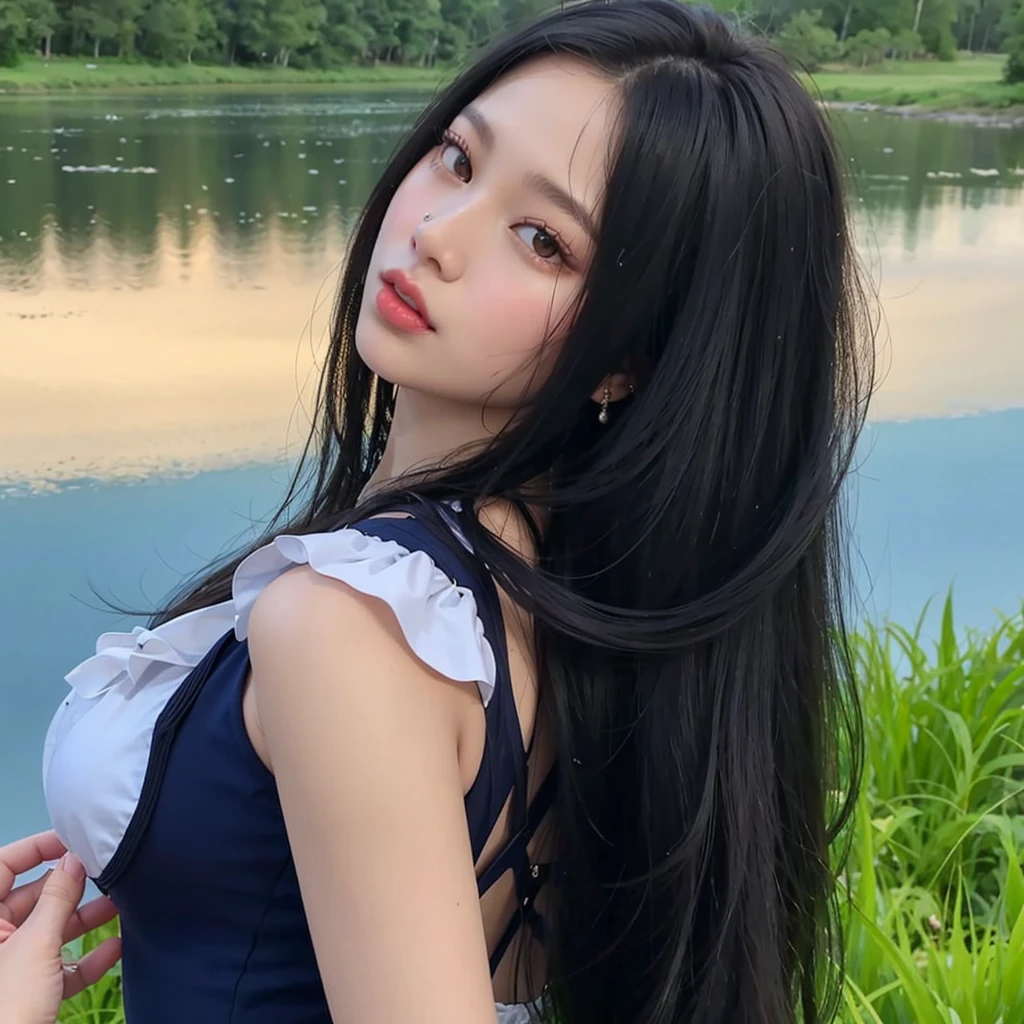 a close-up of a woman with long hair wearing a dress, jennie blackpink, jennie kim de blackpink, portrait of jennie do blackpink, jennie do blackpink, retrato de jennie blackpink, korean artist, russet hair