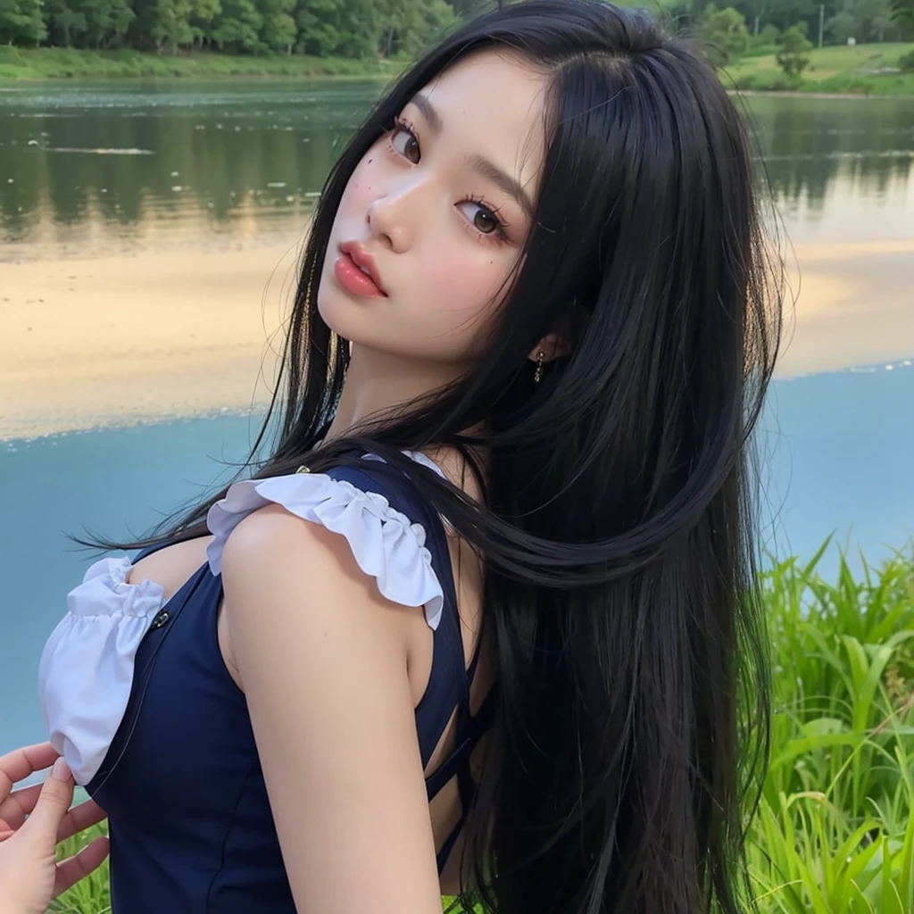 a close-up of a woman with long hair wearing a dress, jennie blackpink, jennie kim de blackpink, portrait of jennie do blackpink, jennie do blackpink, retrato de jennie blackpink, korean artist, russet hair
