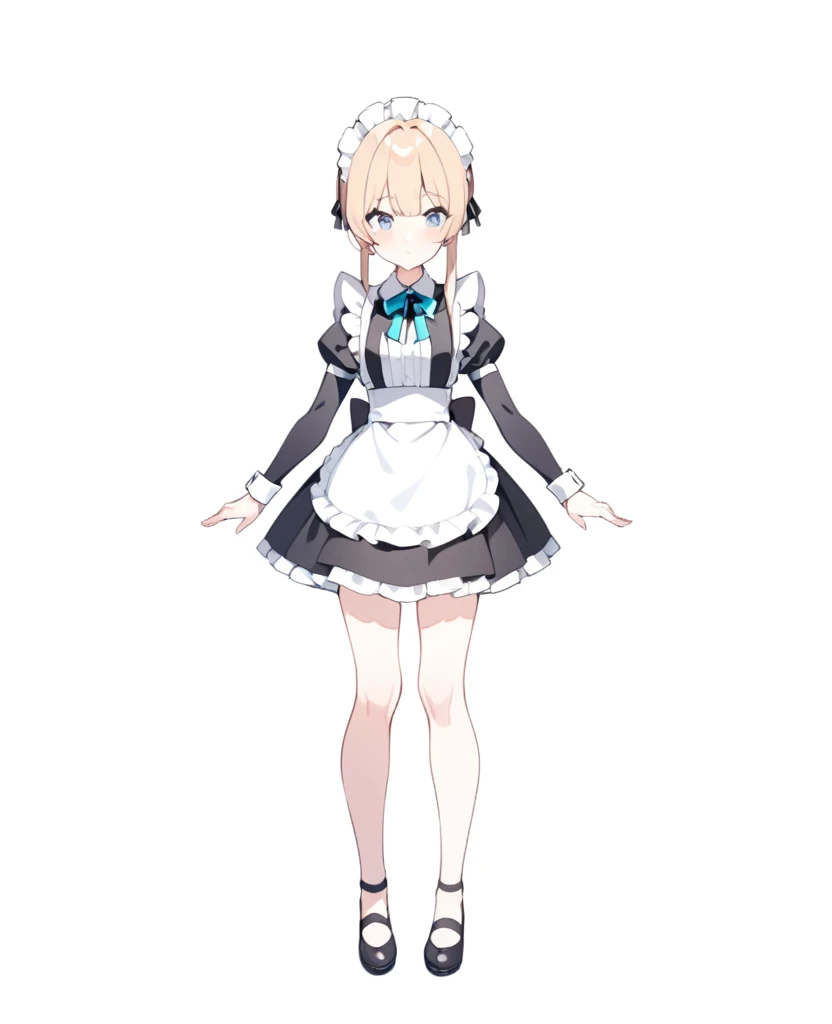 1girl, solo, standing, full body, white background, simple background, maid,