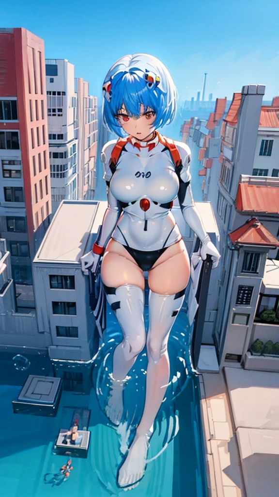 ((View from above))

female giant
giant girl 
giantess

((ayanami rei)) Bikini Swimsuit Paola Big Breasts Cleavage Float

Blue sky, public pool, valley between buildings, waves, splashing water
a pool area at an amusement park with people playing in it near water slides, pool, outdoors, tree, day, cloud, scenery, sky, multiple girls, water

Masterpiece Unreal Engine Beautiful picture 4k,rei ayanami, (ayanami rei:1.2), blue hair, short hair, (red eyes:1.3),