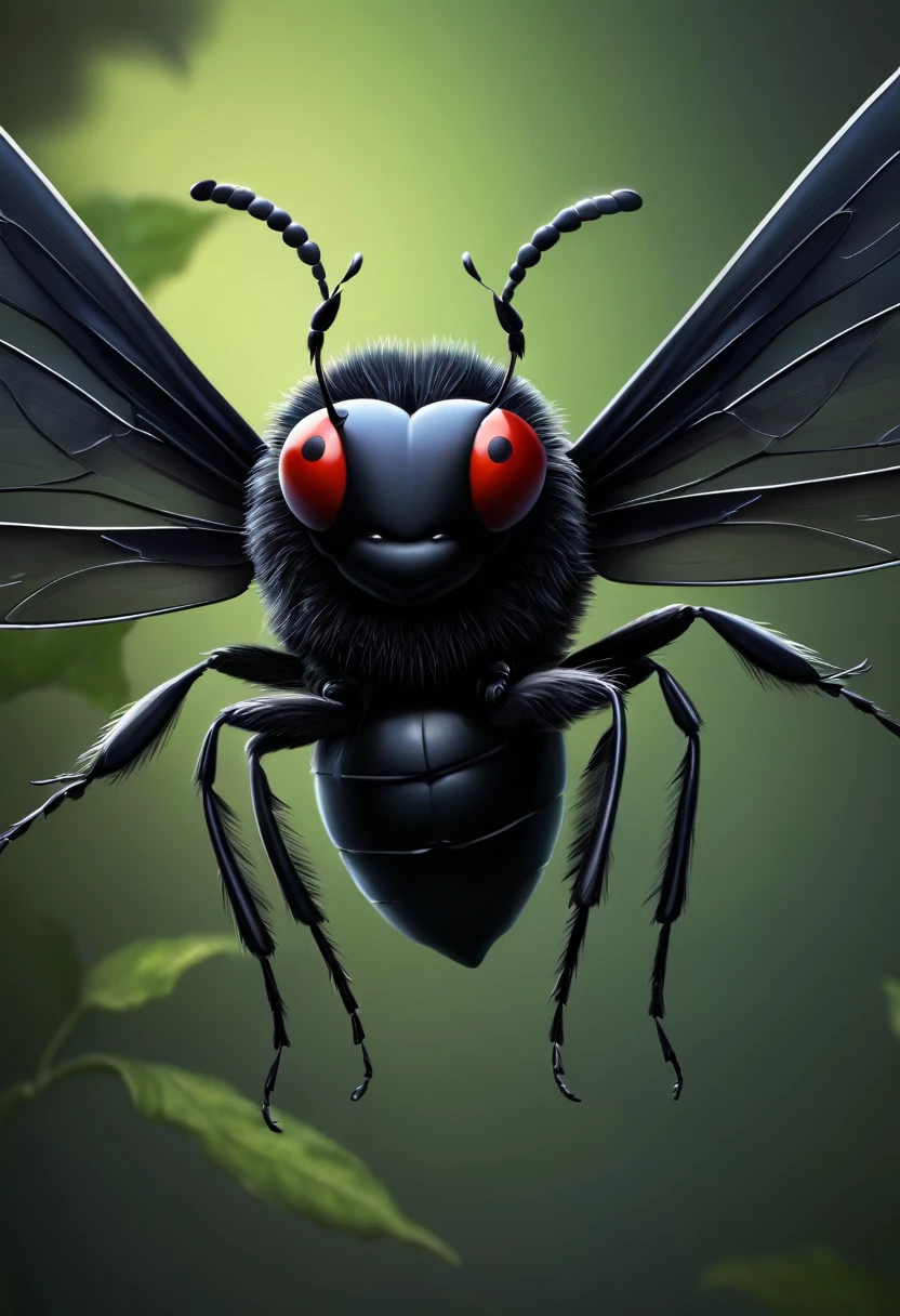 black, insect, bug, cartoony, wings, flying, dark