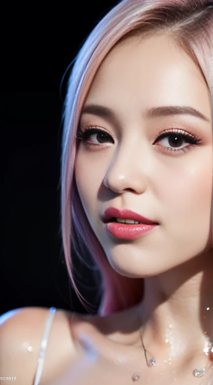 1 girl, Korean model, extremely beautiful, perfect body. Photo taken with Canon EOS R5 85mm f/11 Camera, ((sharp)) mode of people and surrounding scenery. Image quality ((8K)), ((lifelike)), ((masterpiece)), ((sharp and highest contrast)), ((great depth of field)), ((light stereolithography)). ((Pink hair)), long and smooth, the wind blows it beautifully under the bright sunlight. Beautiful face, perfect and sexy, holy, perfectly balanced, ((beautiful in every detail)), ((shiny)), ((high-end cosmetic makeup)), ((shiny bright, radiant)). Bright smile, pure white teeth and details. Seductive glossy red lips, ((brilliant glossy red lipstick)). The eyes are brown, glossy, seductive, ((sharp makeup)), realistic, ((wet eyes)) and detailed. Pink eyeshadow, long eyelashes, blush, high-end cosmetics. Two delicate eyelids, perfectly beautiful and detailed, black eyelashes. Eyebrows are curved, sparse, sharp and detailed. High and detailed nose. Cheeks are prominent and detailed. ((Ivory white, bright white skin)), detailed pores, ((shiny skin)), smooth, rosy, flawless skin texture. Long, shiny legs. Beautiful, perfect hands, ((no flaws)). ((Light shines directly on the face)), bright sunlight, ((shines light on the front part of the girl's body)), ((girl smiles brightly)).
Panoramic photo, ((breast balls)), ((vagina balls)), ((wet)), ((lascivious)), ((horny)).