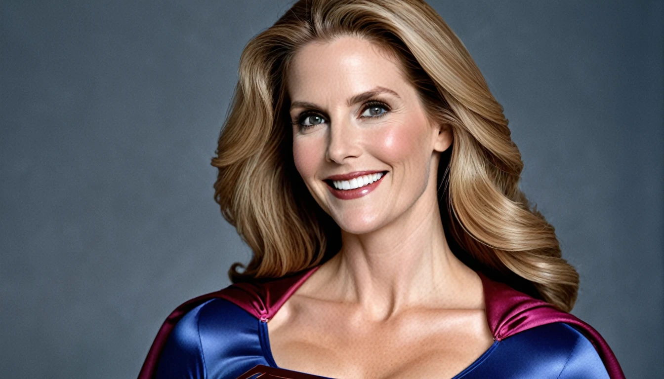 strong Julie Hagerty Supergirl smile(((white plum in hair))); big and strong breasts. HD. Photograph, ((realism)), extremely high quality RAW photograph, ultra detailed photograph, sharp focus, high resolution, (detailed skin:1,3),high quality, film grain, Fujifilm XT3,Highly Detailed, movie, (Cinematic Photo:1.3) of (Realistic:1.3)