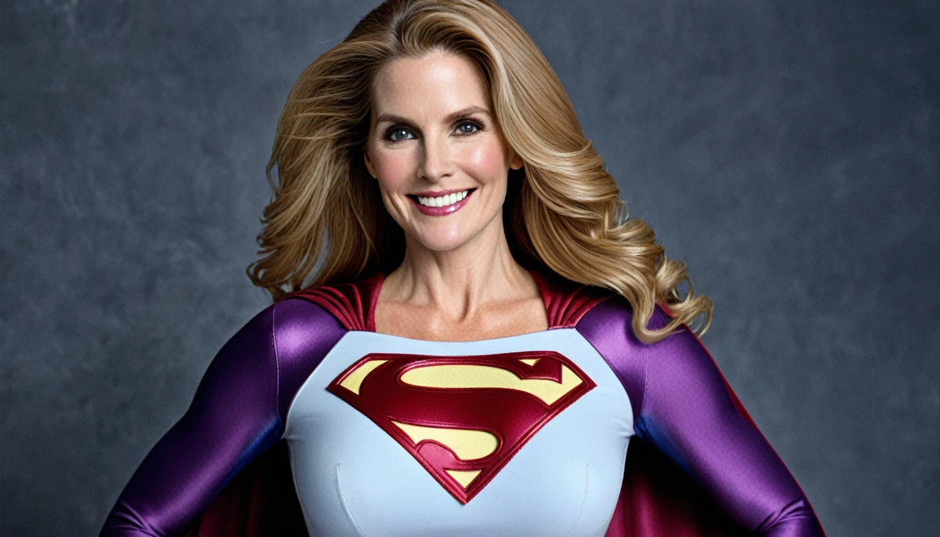 strong Julie Hagerty Supergirl smile(((white plum in hair))); big and strong breasts. HD. Photograph, ((realism)), extremely high quality RAW photograph, ultra detailed photograph, sharp focus, high resolution, (detailed skin:1,3),high quality, film grain, Fujifilm XT3,Highly Detailed, movie, (Cinematic Photo:1.3) of (Realistic:1.3)