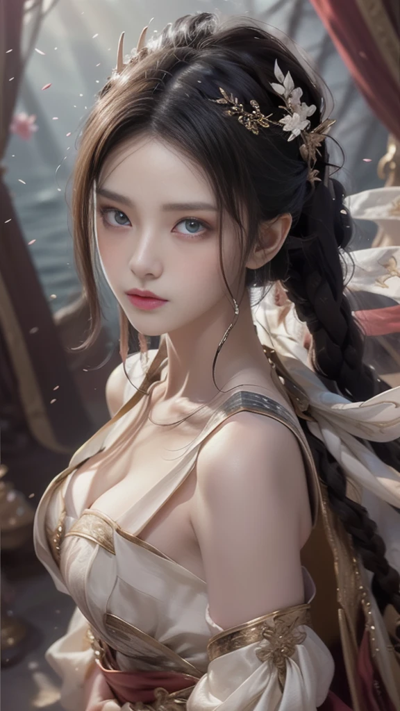 (best quality,high resolution,masterpiece:1.2),Extremely detailed,Practical:1.37,Traditional portrait style,Detailed face and eyes,Beautiful lips,Fine brushwork,Soft, Flowing hair,Delicate flowers blooming in the background,Subtle color palette,Soft lighting,A seamless blend of reality and fantasy,Ethereal atmosphere,Traditional Beauty,Seductive pose,Antique Clothes,Colorful but not harsh,Subtle textures,Attention to detail,Beautiful posture,Expressive eyes,Female characteristics,ingenious composition,Artistic talent,An evocative gaze,Dreamy atmosphere,A sensual and elegant performance,The perfect balance of elegance and sensuality,Delicate facial features and expressions.,Sea,patio,