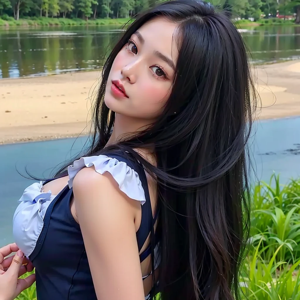 um close up de uma mulher com longos cabelos pretos usando um vestido preto, jennie blackpink, an Asian woman, Asian girl, Beautiful Asian girl, Beautiful Asian woman, Asian girl with long hair, gorgeous chinese model, Mai Anh Tran, Asian women, Asian face, basia tran |, Retrato Sophie Mudd, a young asian woman, Asian woman, imagem vazada