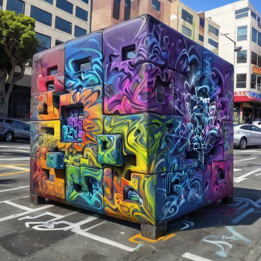 f4b14n san francisco rainbow cube graffiti