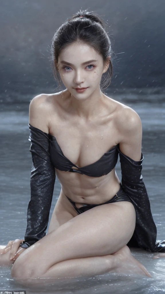 Highly detailed skin and facial textures:1.2,
Slim female ninja with a sharp dagger:1.3, beautiful and aesthetic:1.2, sexy beauty, perfect style, wear elaborate rings, fire, water, Wind, thunder, ice, Fair skin, very beautiful face, (Medium chest, Chest gap), (embarrassing smile, The expression on your face when you feel intense caress, Facial expression when feeling pleasure), (wearing a sexy ninja costume:1.2, off shoulder:1.1), (beautiful blue eyes, Eyes that feel beautiful eros:0.8), (Too erotic:0.9, Bewitching:0.9), full body shot