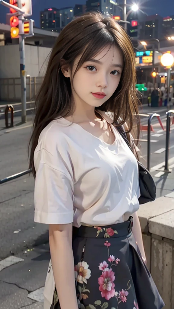 a girl with light brown hair, messy hair, hair between eyes and behind ear, short hair, sticking her tongue out, wearing a white shirt and uniform, seen from the front in a letterboxed frame, tachi-e style, with negative space, first-person view, lens flare, bokeh, wide-angle and ultra-wide angle lens at f/1.8 35mm, in a surreal, realistic and verist style with depth of field, futuristic elements, ultra high definition, retina quality, masterpiece, anatomically accurate, textured skin, super detailed, high quality, award winning、キル・ビル