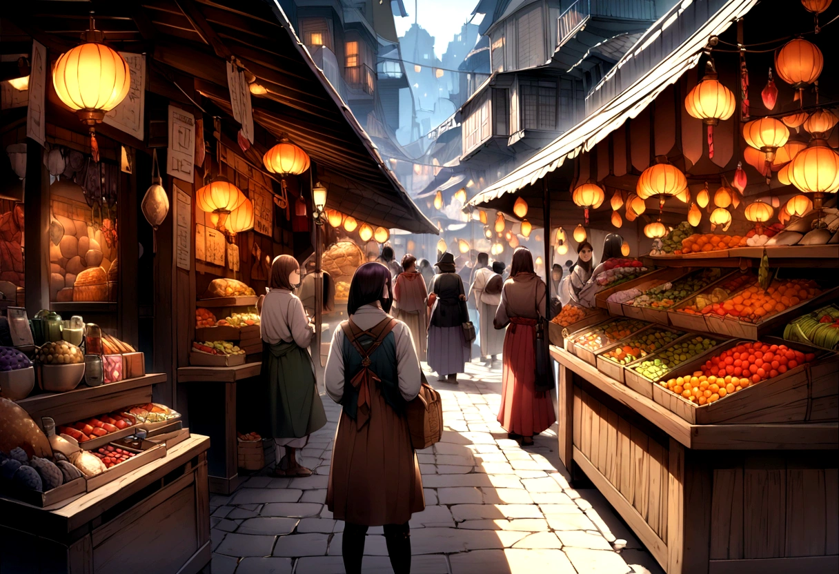 background: A bustling market in the Magic City, Creatures of various shapes and sizes object mysterious artifacts々Where to replace.

letter: Mischievous, Quick finger thief (By Keira) In the mysterious air, Steal powerful amulets from vendors' stalls.{Realistic}