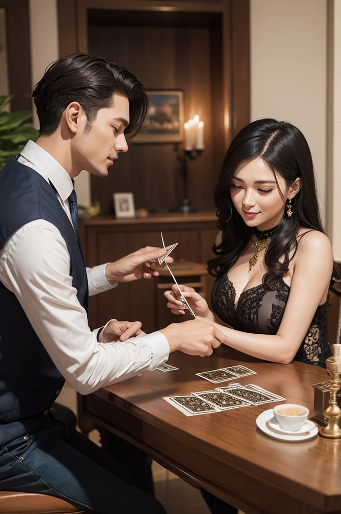 Couple playing tarot