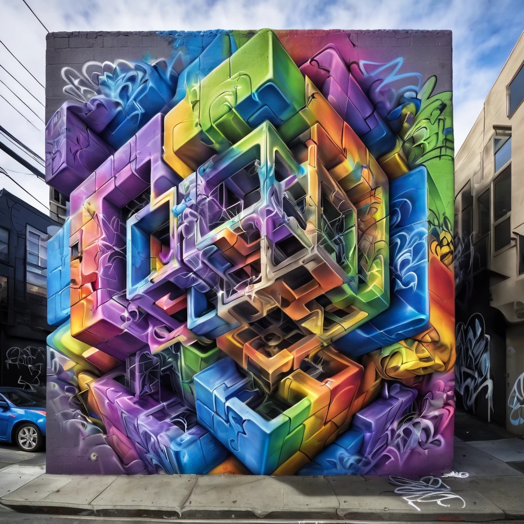 f4b14n san francisco rainbow cube graffiti