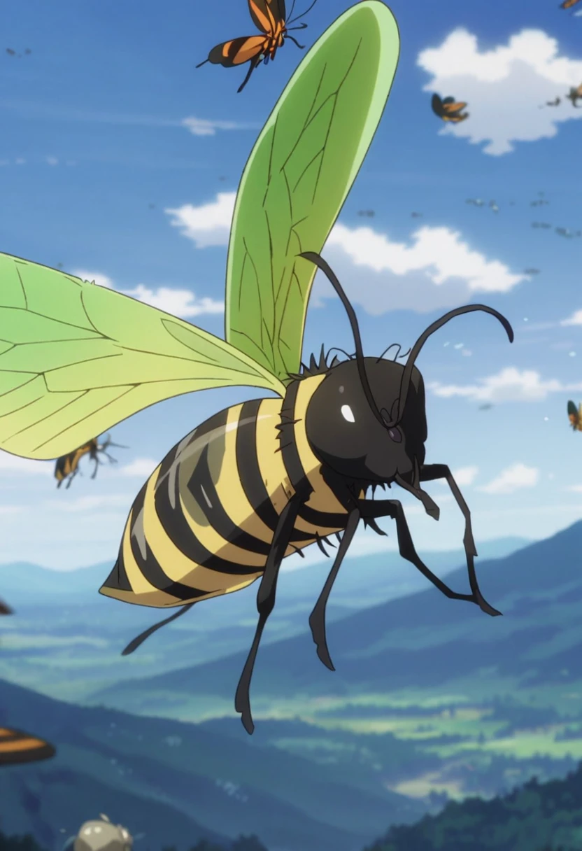 black, insect, bug, anime, wings, flying, dark'